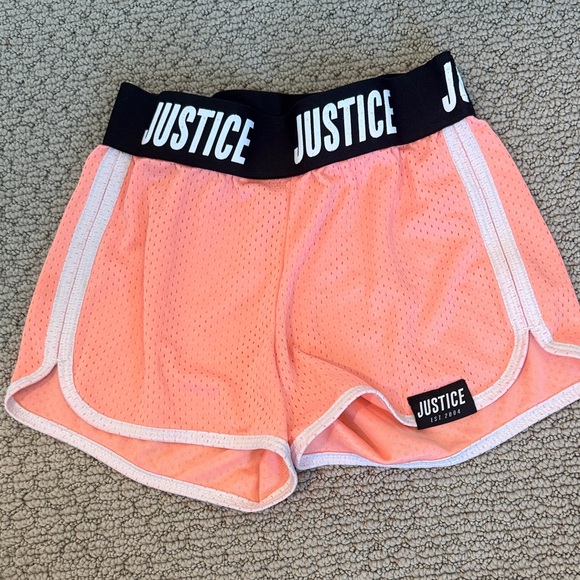 Justice Other - Justice Coral Pink Athletic Mesh Shorts with Black Branded Waistband